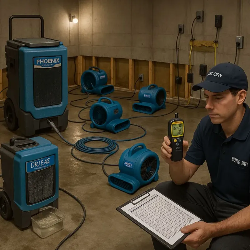 Structural Drying and Dehumidification process in Wapello, IA
